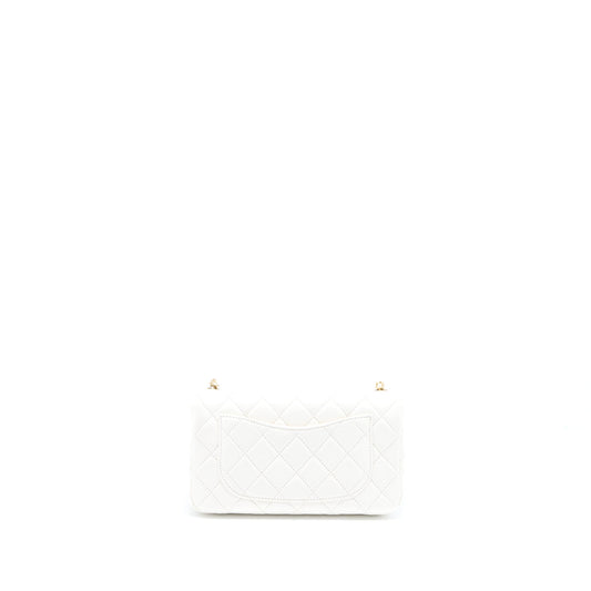 Chanel Pearl Crush Mini Rectangular Flap Bag Lambskin White