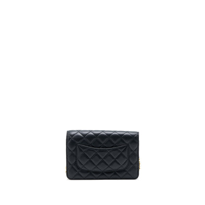 Chanel Pearl Crush Wallet On Chain Lambskin Black  (Microchip)
