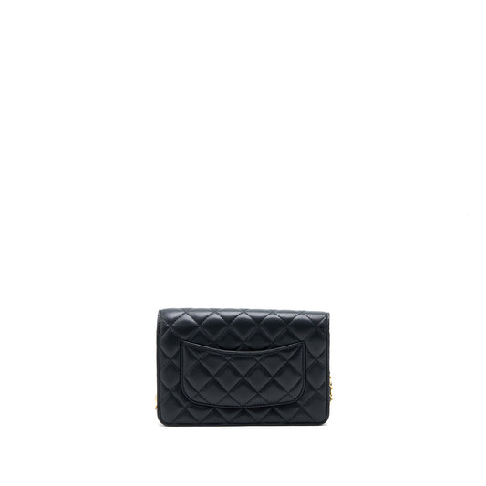 Chanel Pearl Crush Wallet On Chain Lambskin Black  (Microchip)