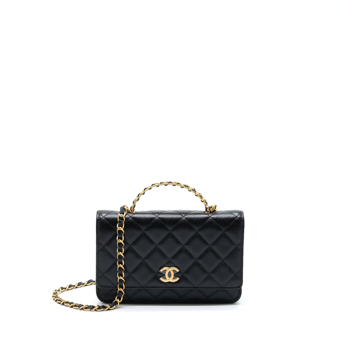 Chanel Letter Top Handle Wallet On Chain Caviar Black