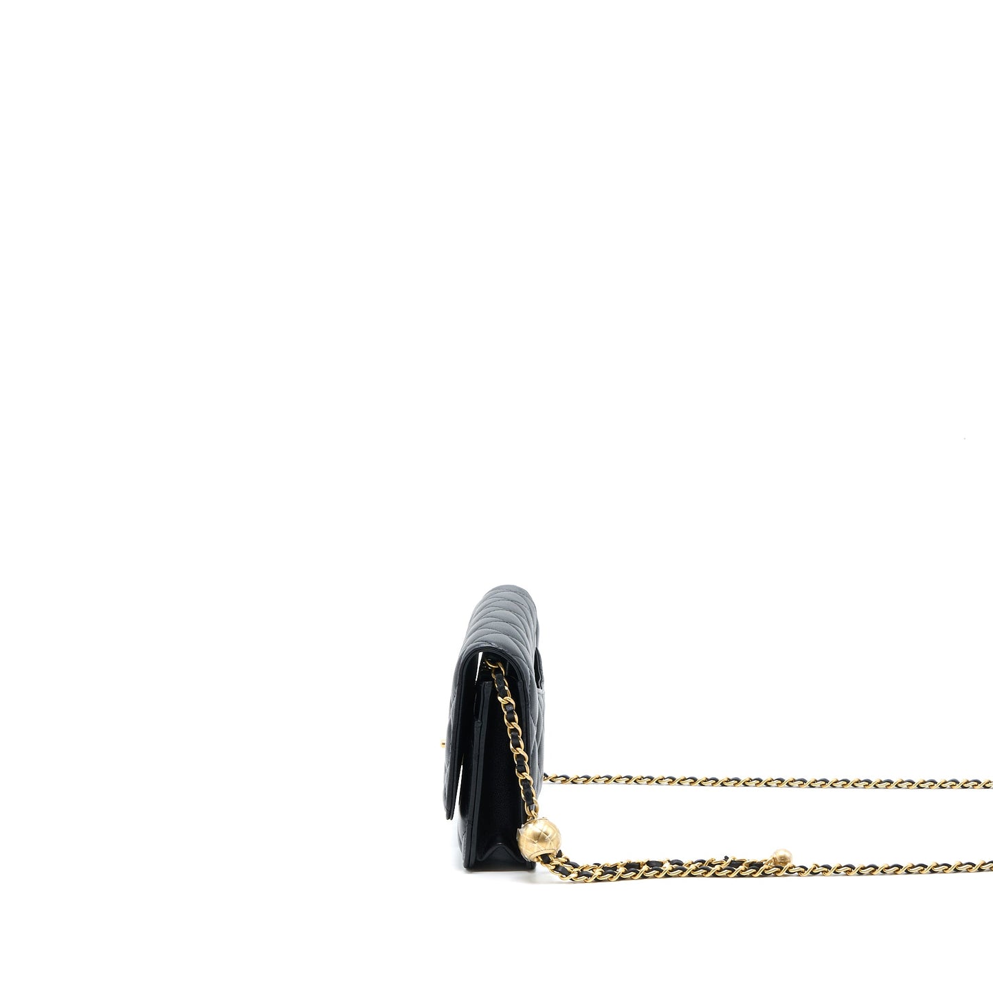 Chanel Pearl Crush Wallet On Chain Lambskin Black  (Microchip)