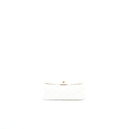 Chanel Pearl Crush Mini Rectangular Flap Bag Lambskin White