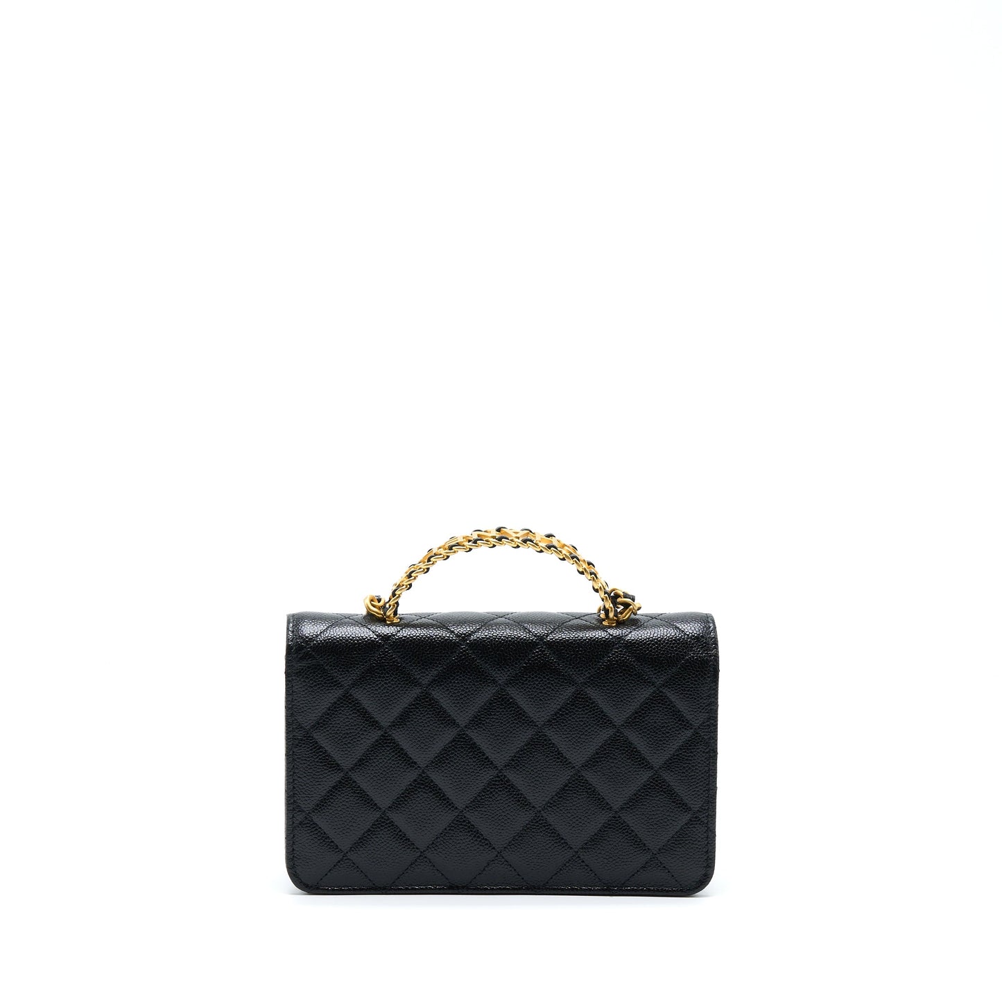 Chanel Letter Top Handle Wallet On Chain Caviar Black