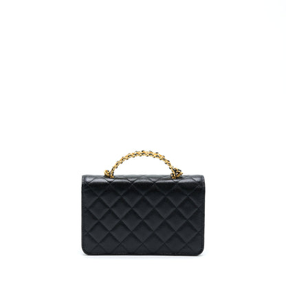 Chanel Letter Top Handle Wallet On Chain Caviar Black