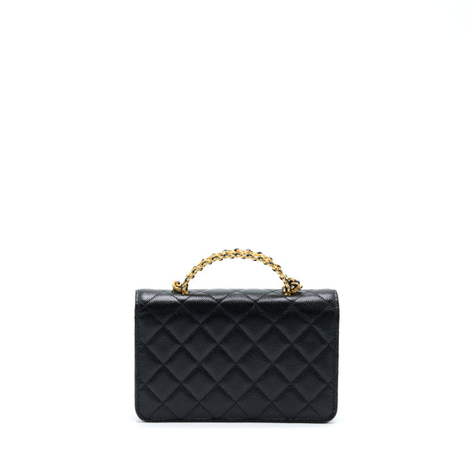 Chanel Letter Top Handle Wallet On Chain Caviar Black