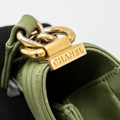 Chanel Medium boy bag lambskin green