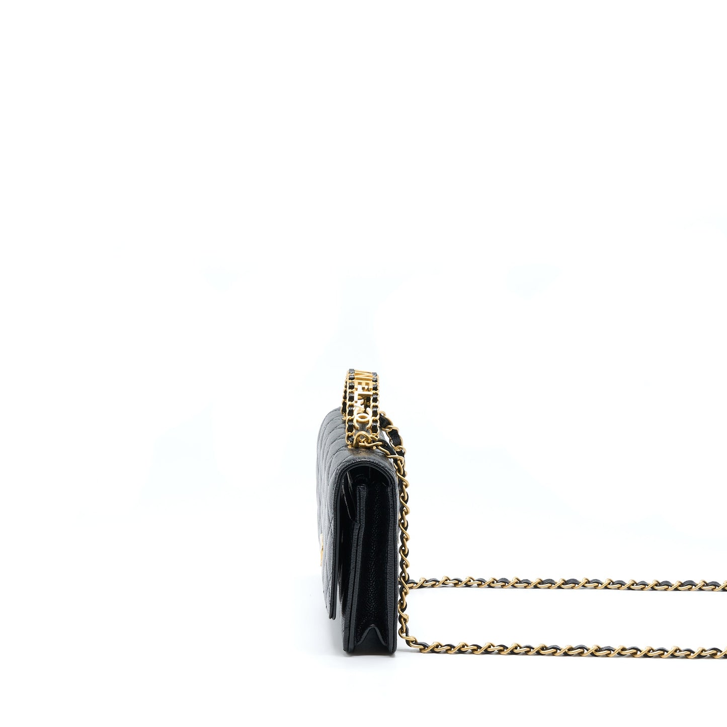 Chanel Letter Top Handle Wallet On Chain Caviar Black