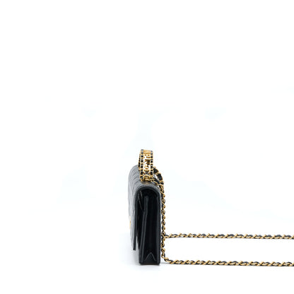 Chanel Letter Top Handle Wallet On Chain Caviar Black