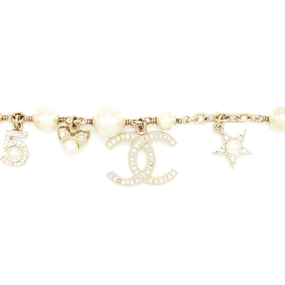 Chanel Heart/Pearl/Crystal Drop Bracelet L