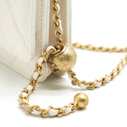 Chanel Pearl Crush Wallet On Chain Lambskin White