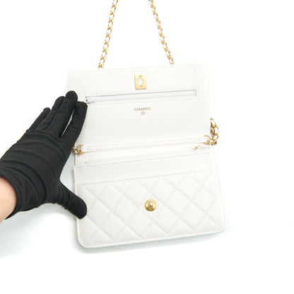 Chanel Pearl Crush Wallet On Chain Lambskin White