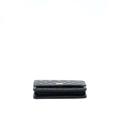 Chanel Letter Top Handle Wallet On Chain Caviar Black