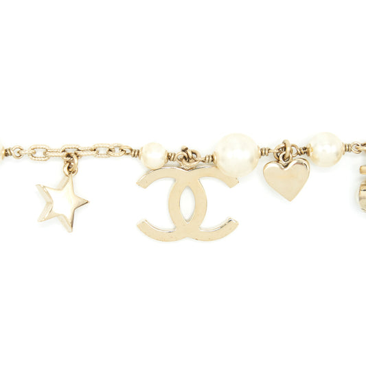 Chanel Heart/Pearl/Crystal Drop Bracelet L