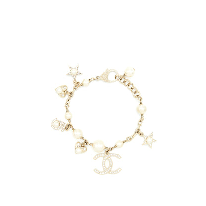 Chanel Heart/Pearl/Crystal Drop Bracelet L
