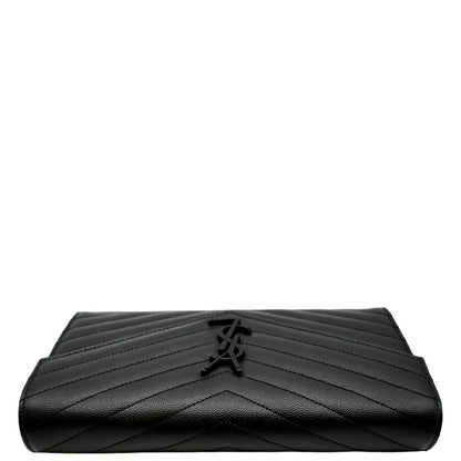 YVES SAINT LAURENT Cassandre Matelasse Chain Wallet Crossbody Bag Black