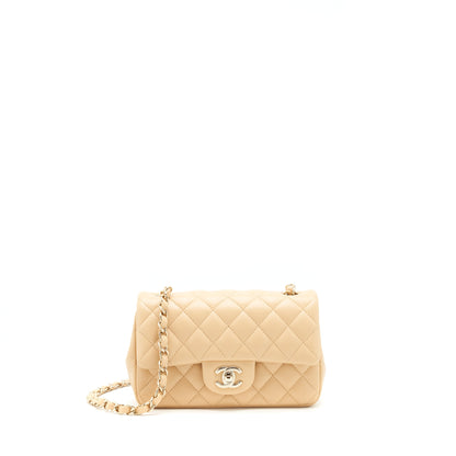 Chanel Mini Rectangular Lambskin Light Beige L
