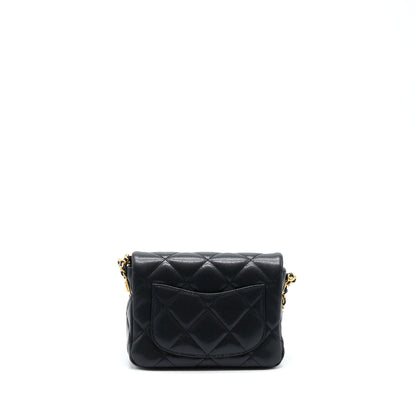 Chanel 22A Mini Square Flap Bag Caviar Black Brushed