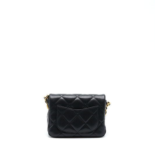 Chanel 22A Mini Square Flap Bag Caviar Black Brushed