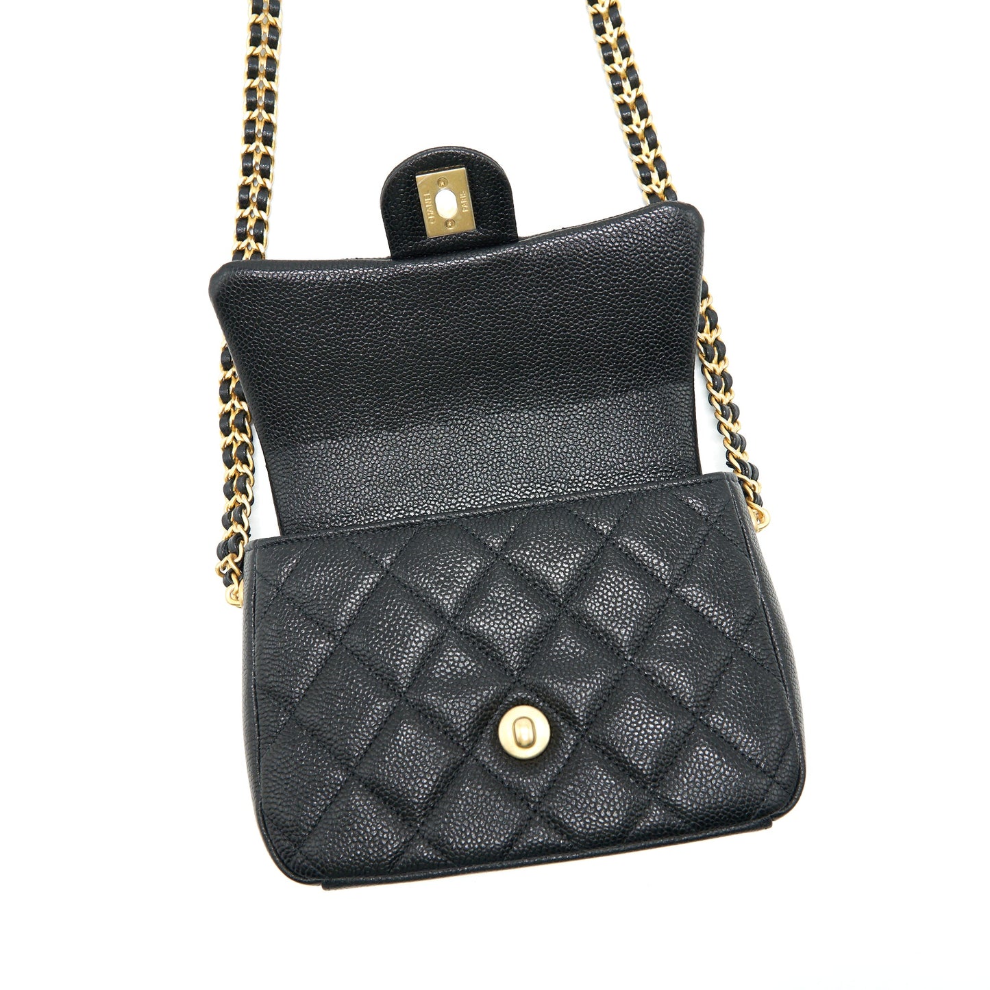 Chanel 21A Mini Square Flap Bag Caviar Black