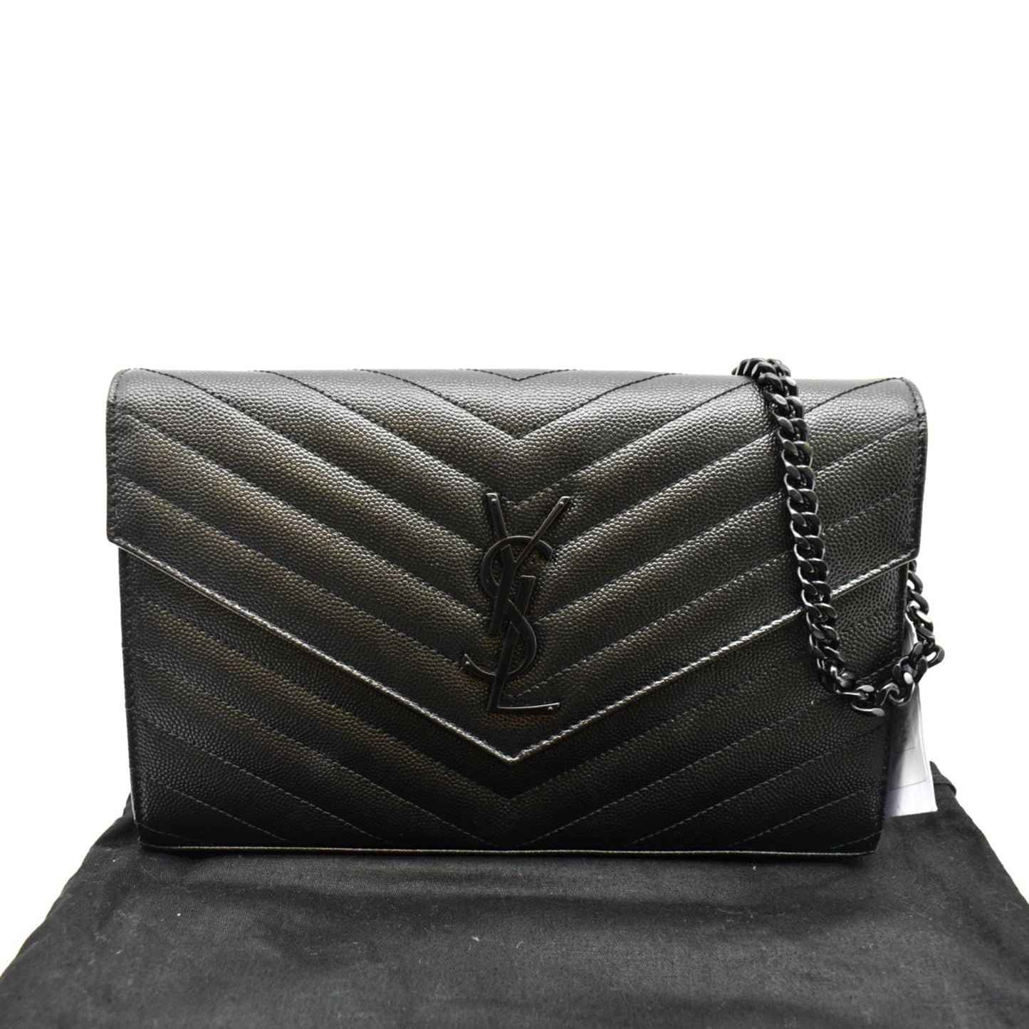 YVES SAINT LAURENT Cassandre Matelasse Chain Wallet Crossbody Bag Black