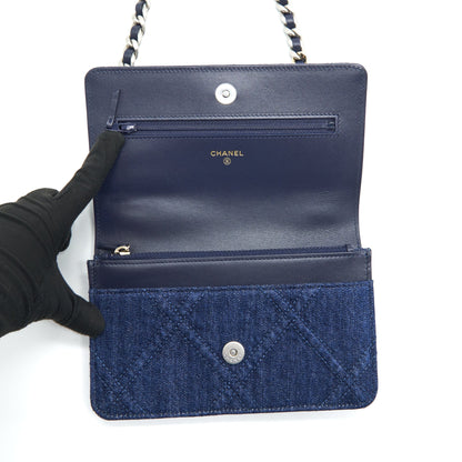 Chanel 22P Denim 19 Wallet On Chain Multicolour Hardware