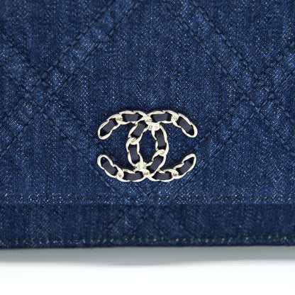 Chanel 22P Denim 19 Wallet On Chain Multicolour Hardware