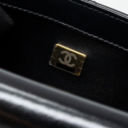 Chanel 24C gold crush flap bag calfskin black  (microchip)