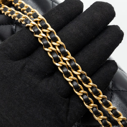Chanel 24C gold crush flap bag calfskin black  (microchip)