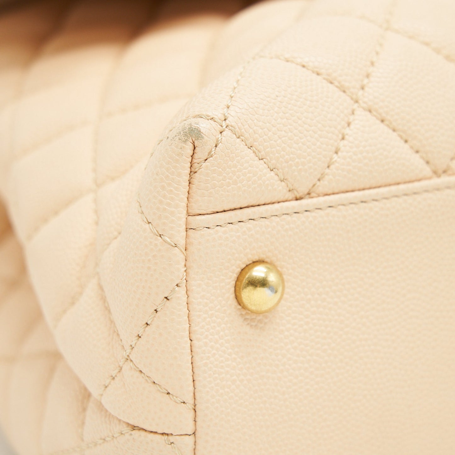 CHANEL CAVIER LARGE COCO HANDLE FLAP BAG BEIGE