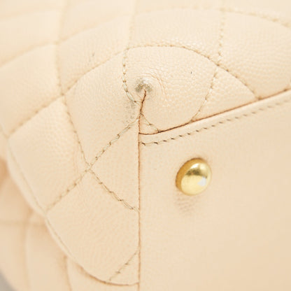 CHANEL CAVIER LARGE COCO HANDLE FLAP BAG BEIGE