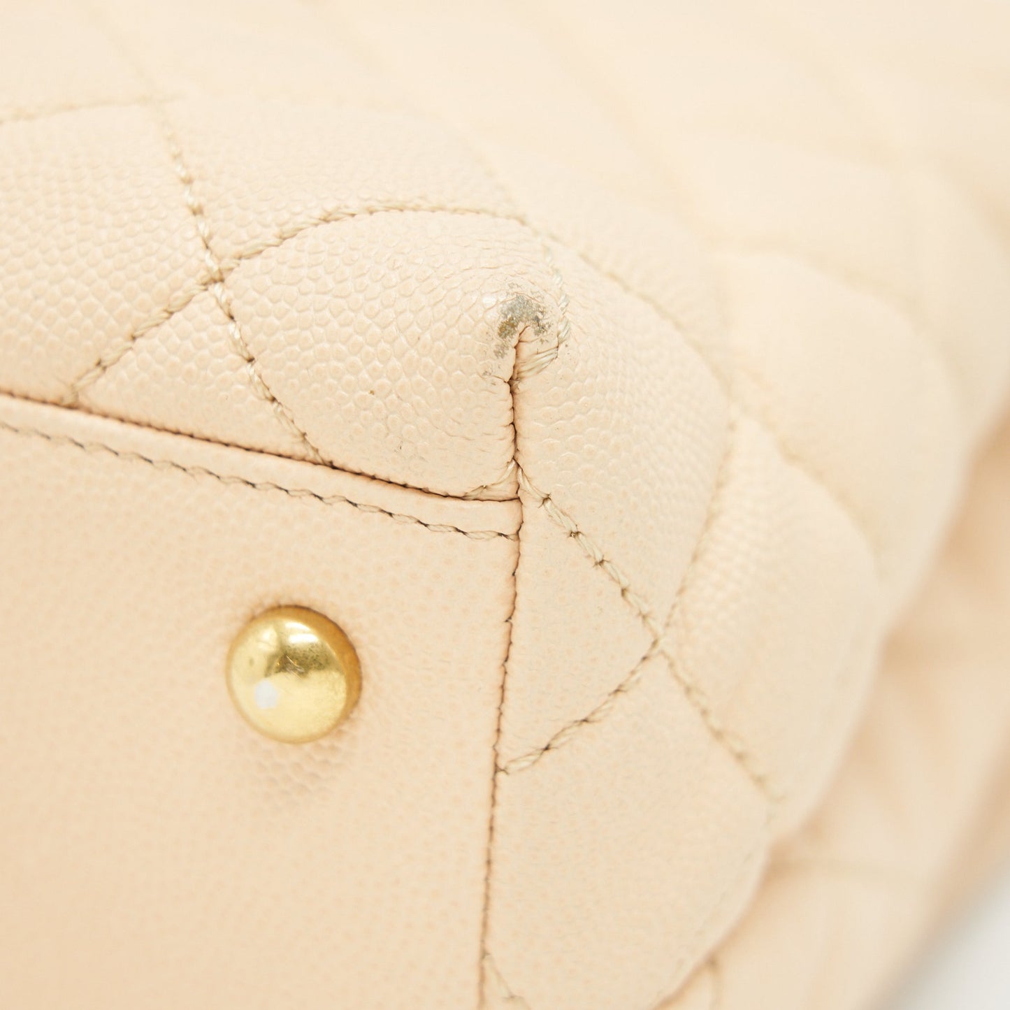 CHANEL CAVIER LARGE COCO HANDLE FLAP BAG BEIGE