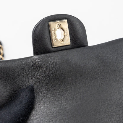 chanel mini square flap bag lambskin black