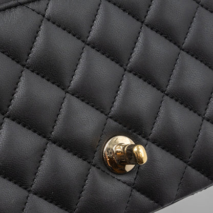 chanel mini square flap bag lambskin black