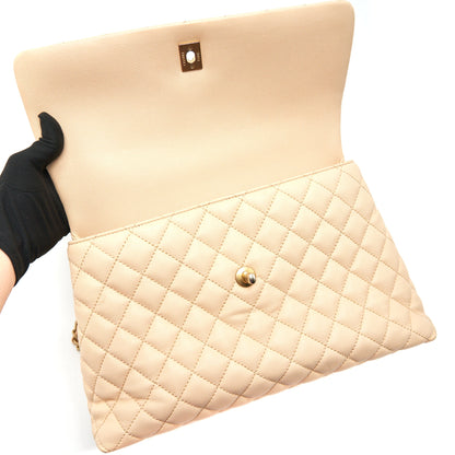 CHANEL CAVIER LARGE COCO HANDLE FLAP BAG BEIGE