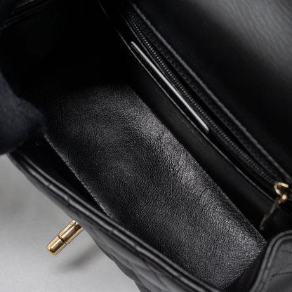 chanel mini square flap bag lambskin black