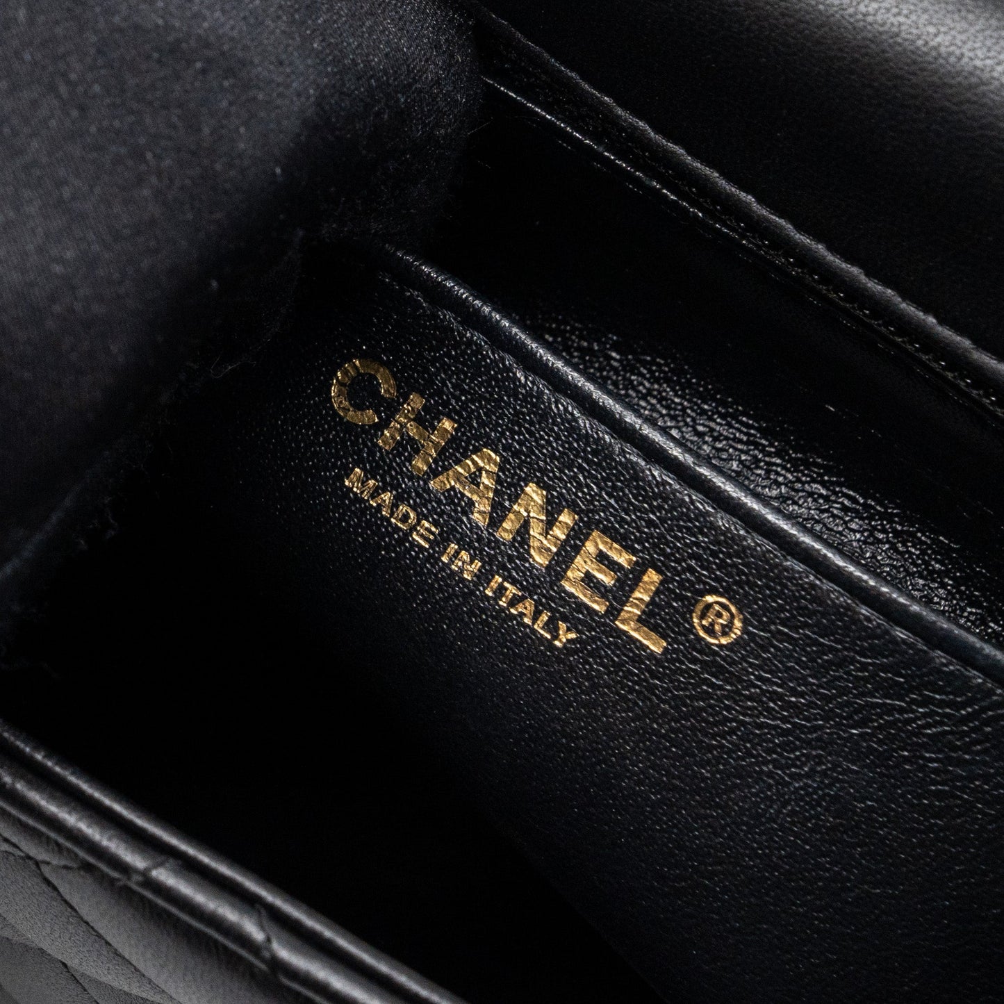 chanel mini square flap bag lambskin black