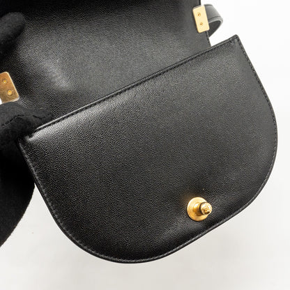 Chanel 22A Round Boy Messenger Bag Caviar Black  (Microchip)