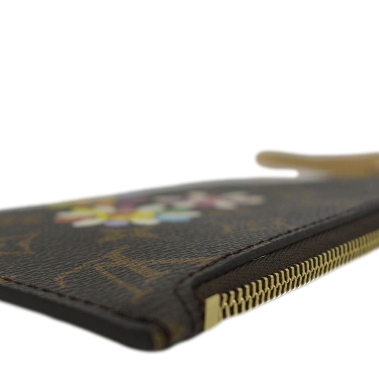 LOUIS VUITTON Neverfull Monogram Canvas Pochette Wristlet Pouch Brown