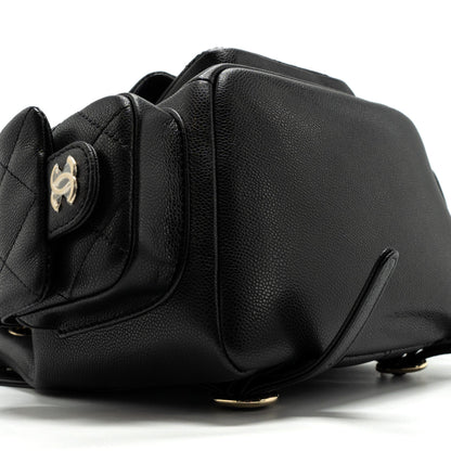 Chanel 23k Triple Pocket Backpack Caviar Black L(Microchip)