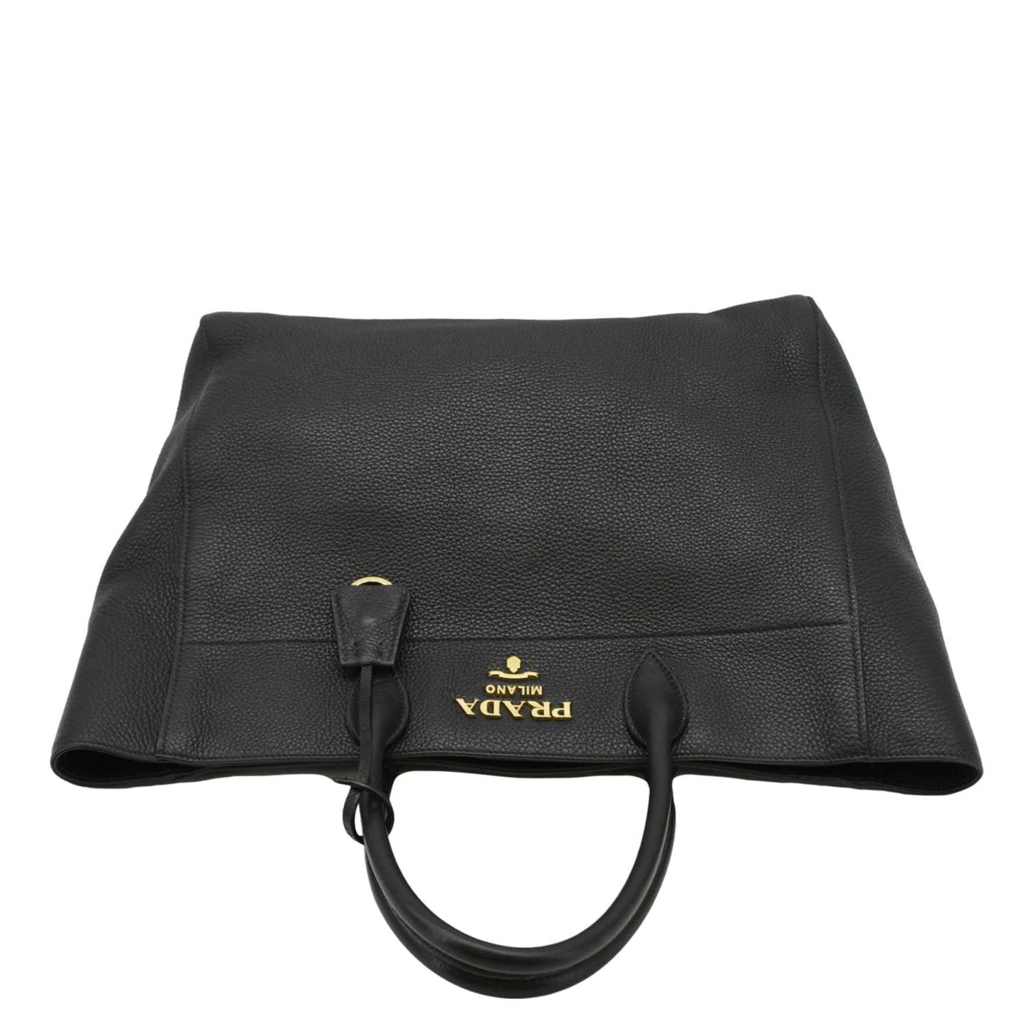 PRADA Vitello Daino Large Leather Tote Bag Black
