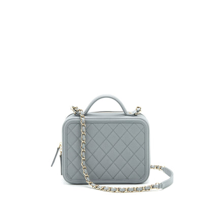 Chanel CC filigree Vanity Case Grey L