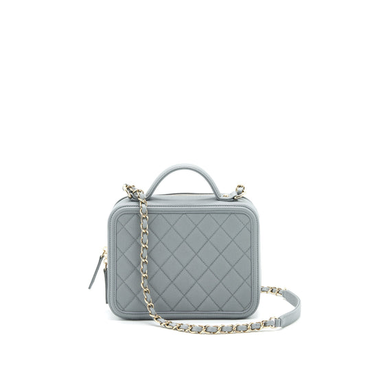 Chanel CC filigree Vanity Case Grey L
