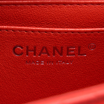 Chanel Mini Square Flap Bag Lambskin Orange Red