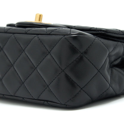 Chanel 22S Pearl Crush Mini Square Flap Bag Lambskin Black
