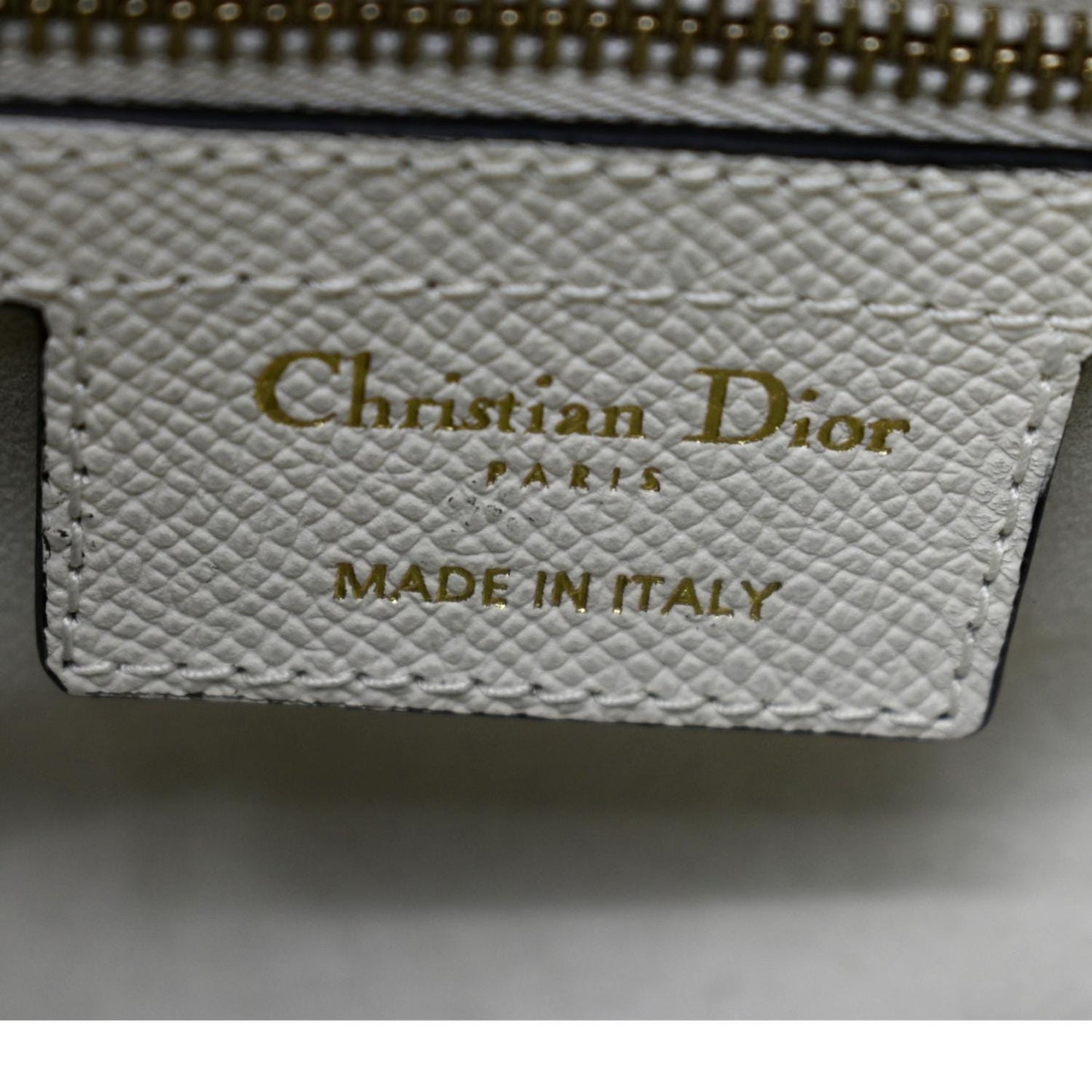 CHRISTIAN DIOR Saddle Grained Calfskin Leather Shoulder Bag Ivory