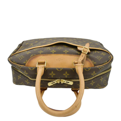 LOUIS VUITTON Deauville Bowling Monogram Canvas Satchel Bag Brown