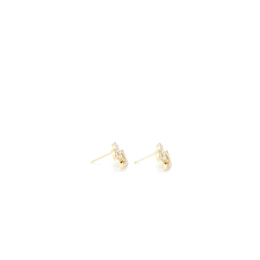 Chanel CC Logo/Crystal Earrings Light Gold Tone