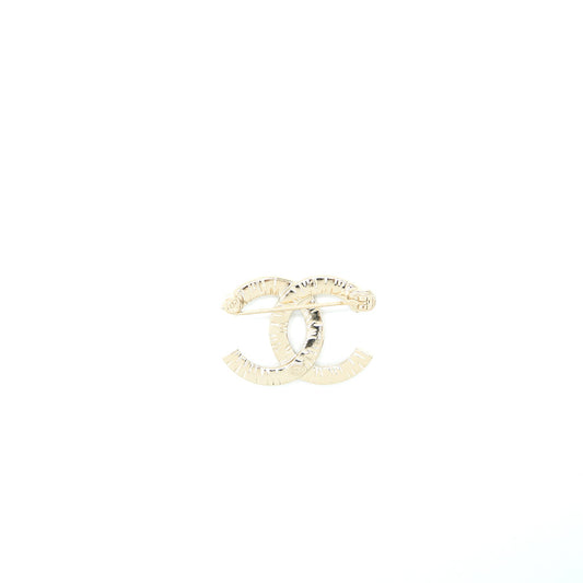 Chanel Detailed CC Logo Brooch with Crystal Light Gold Tone