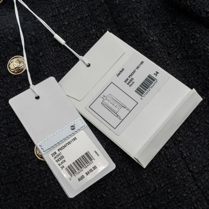 Chanel 20k Size 34 Jacket Wool/Silk Black