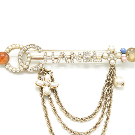 Chanel CC Letter With Chain Drop Brooch L